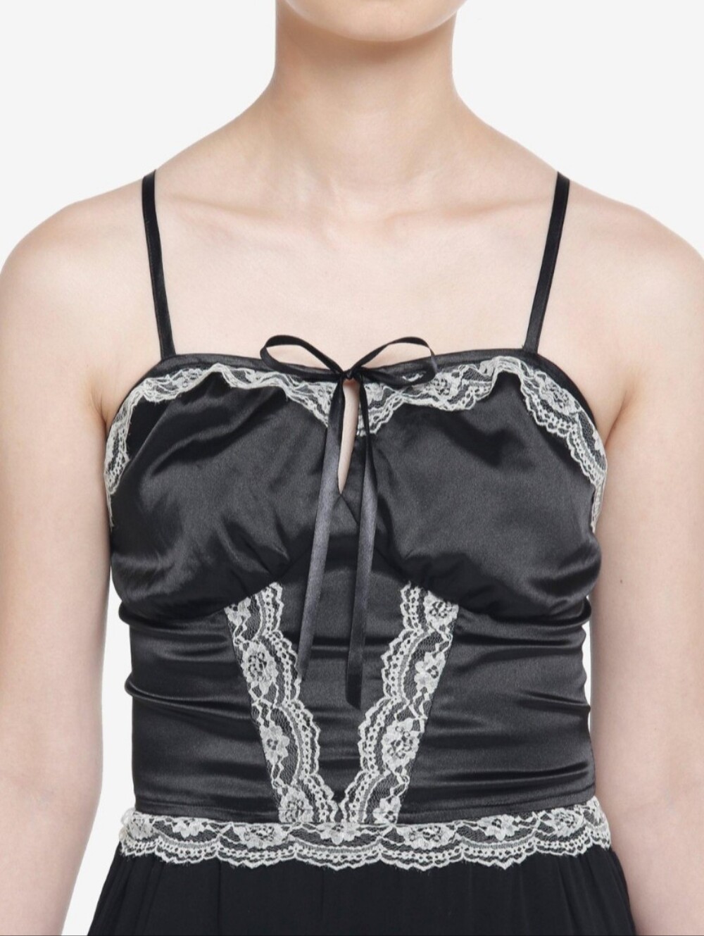 Hot Topic Thorn & Fable Black & White Gothic Lace Cami Top | Size L